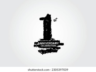 1 years anniversary celebration logotype black vector, 1st birthday logo, 1 number design, anniversary year banner, anniversary design elements for invitation card and poster. number design vector