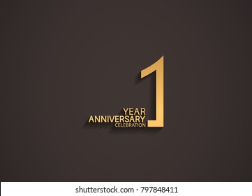 1 years anniversary celebration logotype with elegant gold color for celebration