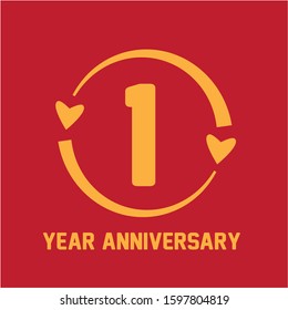 1 Years Anniversary Celebration Vector Template Design Illustration