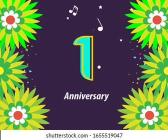 1 Years Anniversary Celebration Vector Template Design Illustration