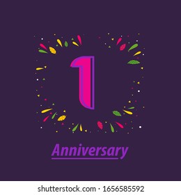 1 Years Anniversary Celebration Vector Template Design Illustration