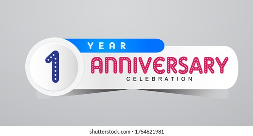 1 Years Anniversary Celebration Vector Template Design Illustration