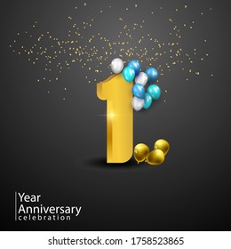 1 Years Anniversary Celebration Vector Template Design Illustration