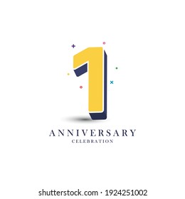 1 Years Anniversary Celebration Vector Template Design Illustration