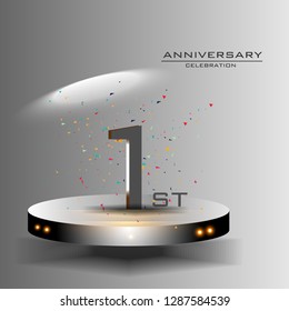 1 years anniversary design vector templates and illustrations, concepts in the future by giving a sci fi feel effect