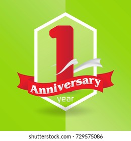 1 years anniversary Anniversary emblems - vector illustration