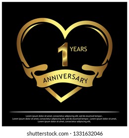 1 years anniversary golden. anniversary template design for web, game ,Creative poster, booklet, leaflet, flyer, magazine, invitation card - Vector