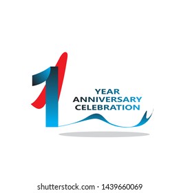1 years anniversary linked logotype with red color isolated on white background for company celebration event