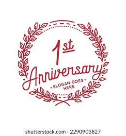 1 years anniversary logo collection. 1st years anniversary celebration hand drawn logotype. Vector and illustration.