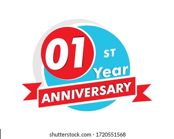 1 years anniversary logotype. Celebration 01st anniversary celebration design
