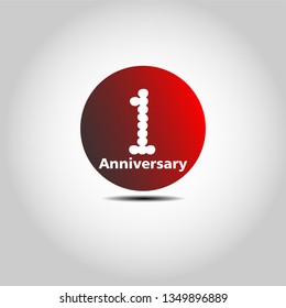 1 years Anniversary with simple bound design. Red bound with shadow. Dots font number. White colour font. My all design can see in my portofolio