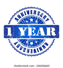 1  Years anniversary stamp.  Vector illustration.