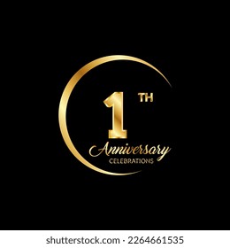 1 years anniversary. Anniversary template design concept with golden number , design for event, invitation card, greeting card, banner, poster, flyer, book cover and print. Vector Eps10