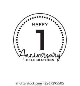1 years anniversary. Anniversary template design concept, monochrome, design for event, invitation card, greeting card, banner, poster, flyer, book cover and print. Vector Eps10