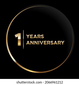 1 aniversario, diseño vectorial para la celebración del aniversario con color dorado sobre fondo negro, diseño simple y de lujo. plantilla de vector de logotipo