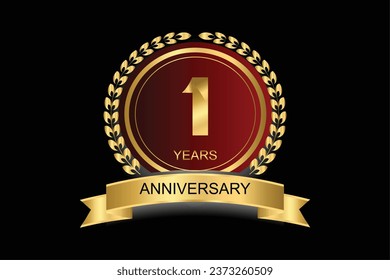 1 years anniversary vector icon, logo. Design element with modern graphic style number for 1st anniversary