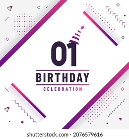 1 years birthday greetings card, 1st birthday celebration background free vector.