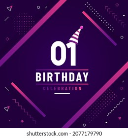 1 years birthday greetings card, 1st birthday celebration background free vector.