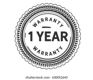1 years black warranty label icon vector vintage grunge retro
