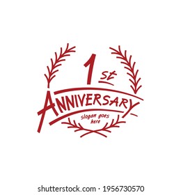 1 years design template. Vector and illustration. 1st years logo.