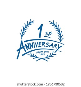 1 years design template. Vector and illustration. 1st years logo.