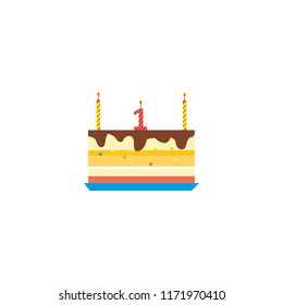 1 years one year first year cake happy birthday vector 
