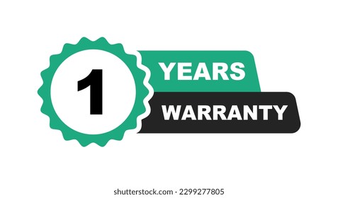 1 years warranty label. Warranty badge. Vector illustration.