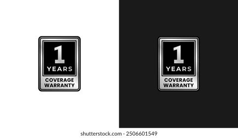 1 years warranty label or 1 years coverage warranty logo vector isolated. The best 1 years coverage warranty label for product packaging design element and more.