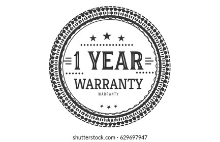 1 years warranty label icon vector vintage