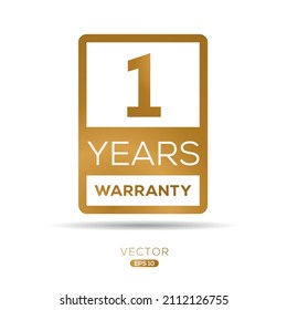 1 years warranty seal stamp, vector label.