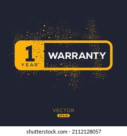 1 years warranty seal stamp, vector label.