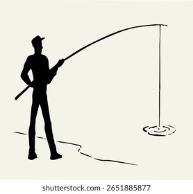 1 jovem adulto saudável cara ativo que o trabalho casual luz branco céu texto espaço pano de fundo. Papel de contorno preto escuro tinta caneta mão desenhado símbolo humano ícone conceito design retro arte doodle linha imprimir estilo