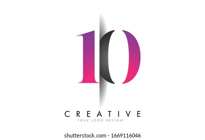 10 1 0 Logo-Design für die Graue und die rosafarbene Nummer mit Design für kreative Illustrationen zur Vektorillustration von Schattenschnitt.