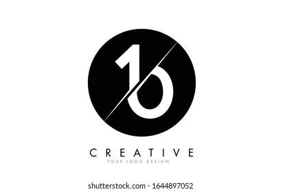 10 1 0 Number Logo Design with a Creative Cut and Black Circle background. Creative logo design.