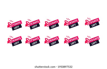10 to 1 days left design logo template illustration
