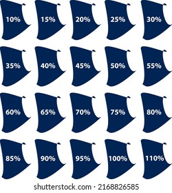 10 to 110 % chart, business chart, progress report, sale discount tags