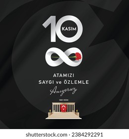 10 Kasım 1881-1938, Atamızı Saygı ve Özlemle Anıyoruz. Traducir: 10 de noviembre de 1881-1938, Recordamos a nuestro Padre (Atatürk) con respeto y anhelo.