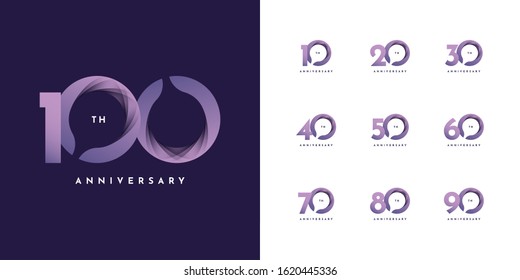 10, 20 to 100 Years Anniversary Template Design. Vector Eps 10