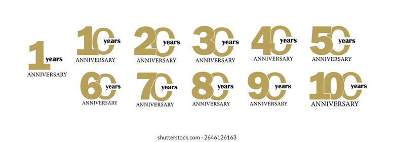 10 20 30 to 100 Years Anniversary celebration illustration template design.