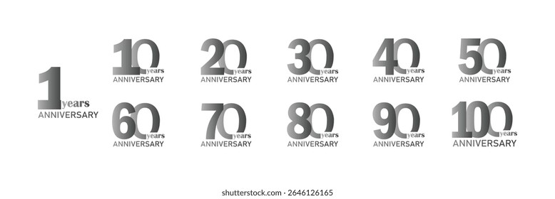 10 20 30 to 100 Years Anniversary celebration illustration template design.