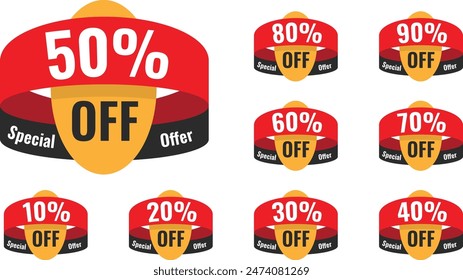 10%, 20%, 30%, 40%, 50%, 60%, 70%, 80%, 90% Anuncios de la venta. Oferta especial de descuento.