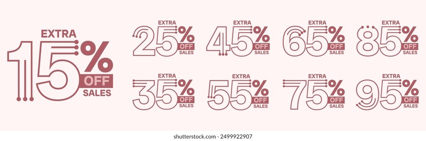 10%, 20%, 30%, 40%, 50%, 60%, 70%, 80%, 90% Cashback. Etiquetas de venta conjunto de insignias de Vector Plantilla. Venta oferta signo de Precio. Símbolo de oferta especial. Promoción de descuento. Forma de insignia de descuento. Diseño de Vector