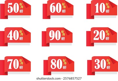 10%, 20%, 30%, 40%, 50%, 60%, 70%, 80%, 90% off percent discount sell sale stickers
