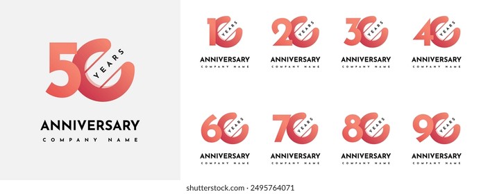 10 20 30 to 90 years anniversary vector template design