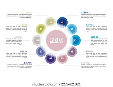 10 and 5steps Circle infographic template with  or options, workflow or process diagram, vector eps10 illustration