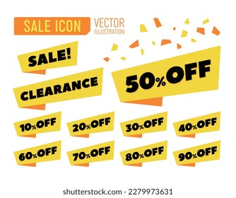 10% to 90% off sale icon set