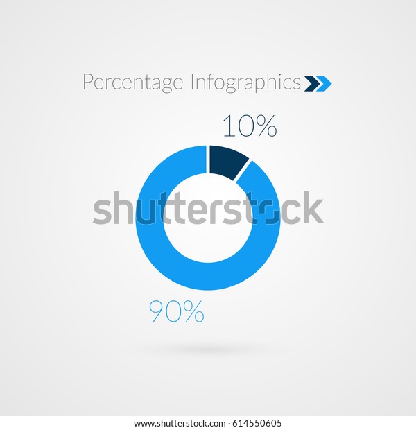 10 90 Percent Blue Pie Chart Stock Vector Royalty Free