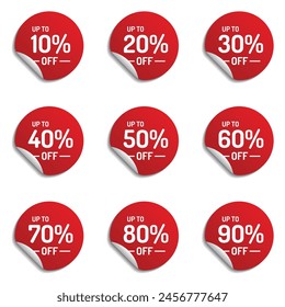 Up to 10 to 90 percent discount. Round circle sticker offer price label tag