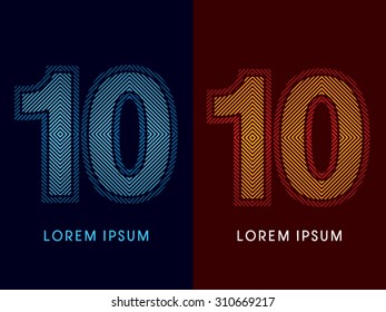 10 ,abstract luxury font, Designed using cool and hot colors, line square, geometric shape, graphic vector.