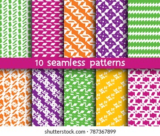 10 abstract patterns for universal background. Endless texture can be used for wallpaper, pattern fill, web page background. Vector illustration for web design.